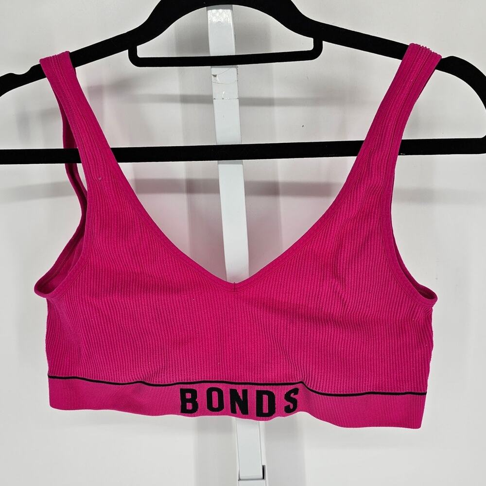 Bonds Originals Womens Sz XL Low Impact Sports Bra Ribbed Bright Pink